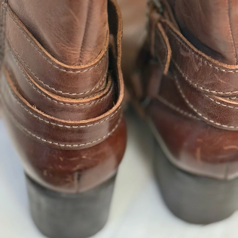 Gorgeous Lux Cognac Leather Bussola Brown Ankle Boots Size 38 (US 7) - Picture 12 of 16